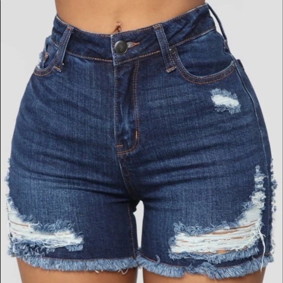 Fashion Nova Denim Dark Wash Jean Shorts - Picture 4 of 8
